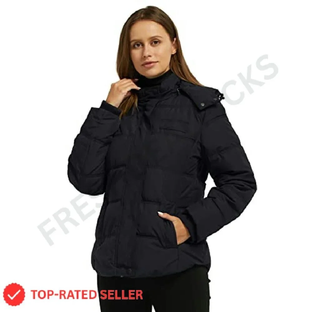 Quilted Puffer Jacket Hooded Winter Coat Thickened Elegant Chic Outerwear